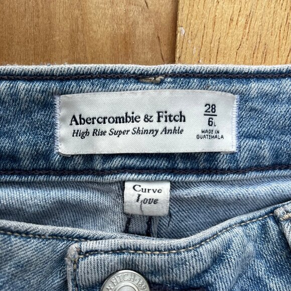 ABERCROMBIE & FITCH CURVE LOVE HIGH RISE SUPER SKINNY ANKLE WOMEN’S JEANS 28/6 - Picture 5 of 16